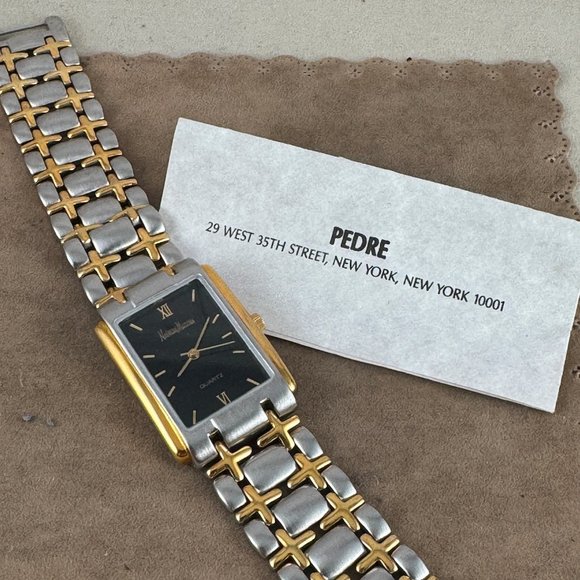 NEIMAN MARCUS Silver & Gold-Tone 8 Inch Art Deco Styled Tank Watch - Picture 6 of 9